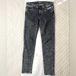 7FAM / Black Acid Wash Mid Rise Gwenevere Super Skinny Jeans